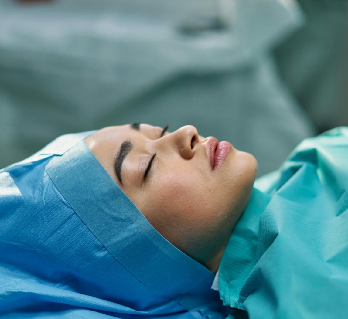 Woman asleep under sedation